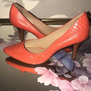 Orange Alligator Skin Heels